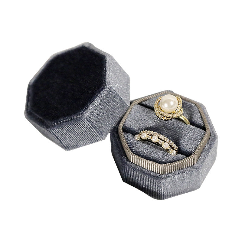 Elegant Solid Color Velvet Jewelry Ring and Earring Storage Box