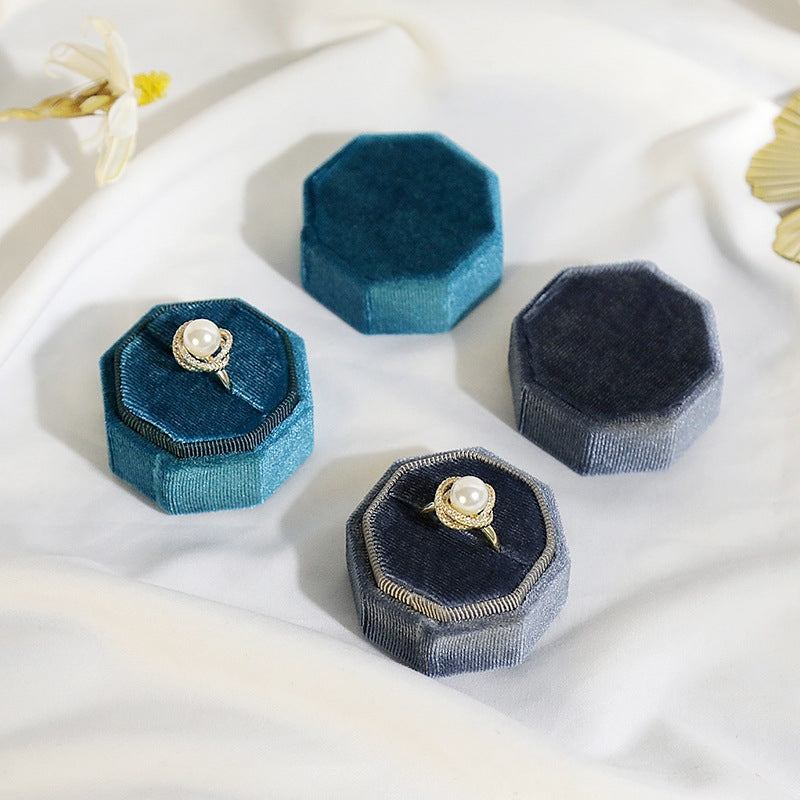 Elegant Solid Color Velvet Jewelry Ring and Earring Storage Box