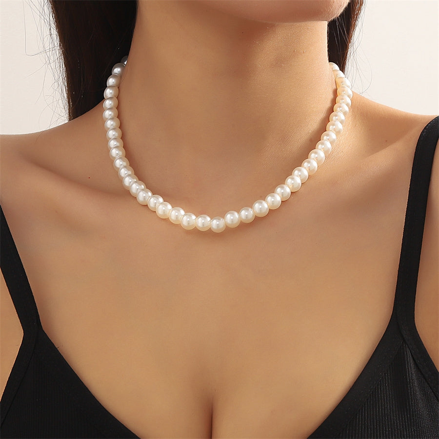 Elegant Vintage Glass Pearl Women's Necklace
