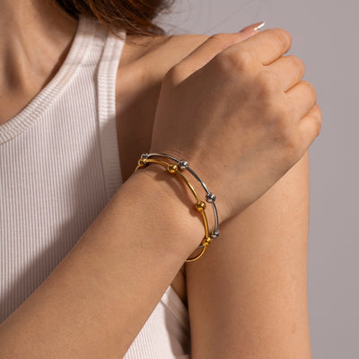 Elegant Minimalist Stainless Steel Cuff and Beaded Bracelets Collection