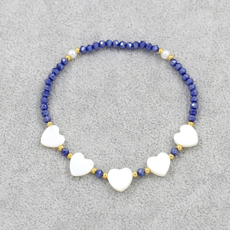 Elegant Bohemian Heart Crystal Shell Beaded Women's Bracelet