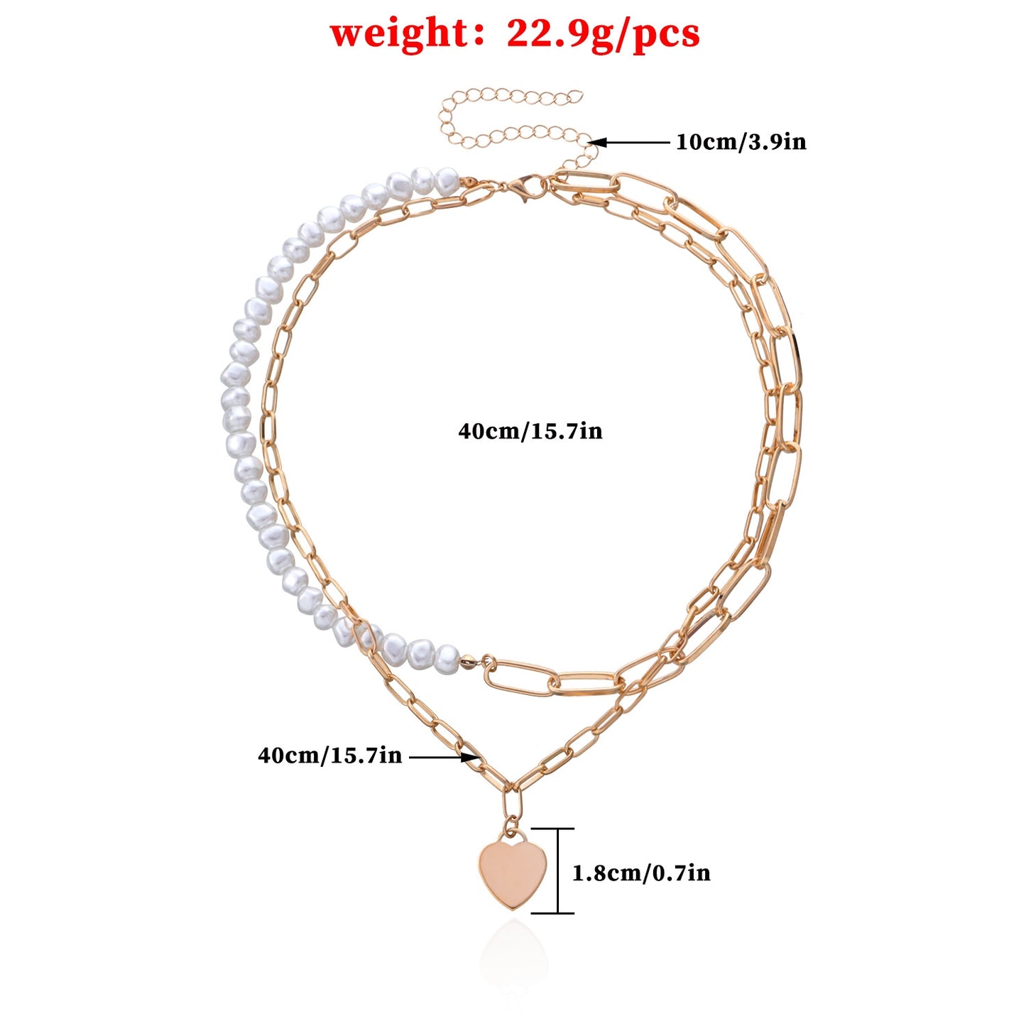 Elegant Heart Shape Pearl Double Layer Necklace for Women