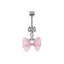 Elegant Heart Shape Butterfly Bow Knot Zircon White Gold Plated Belly Ring