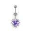 Elegant Heart Shape Butterfly Bow Knot Zircon White Gold Plated Belly Ring