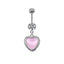 Elegant Heart Shape Butterfly Bow Knot Zircon White Gold Plated Belly Ring