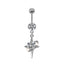 Elegant Heart Shape Butterfly Bow Knot Zircon White Gold Plated Belly Ring