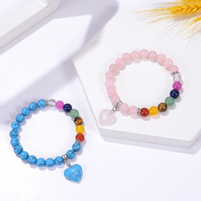 Elegant Heart Shape Natural Stone Beaded Bracelet for Women