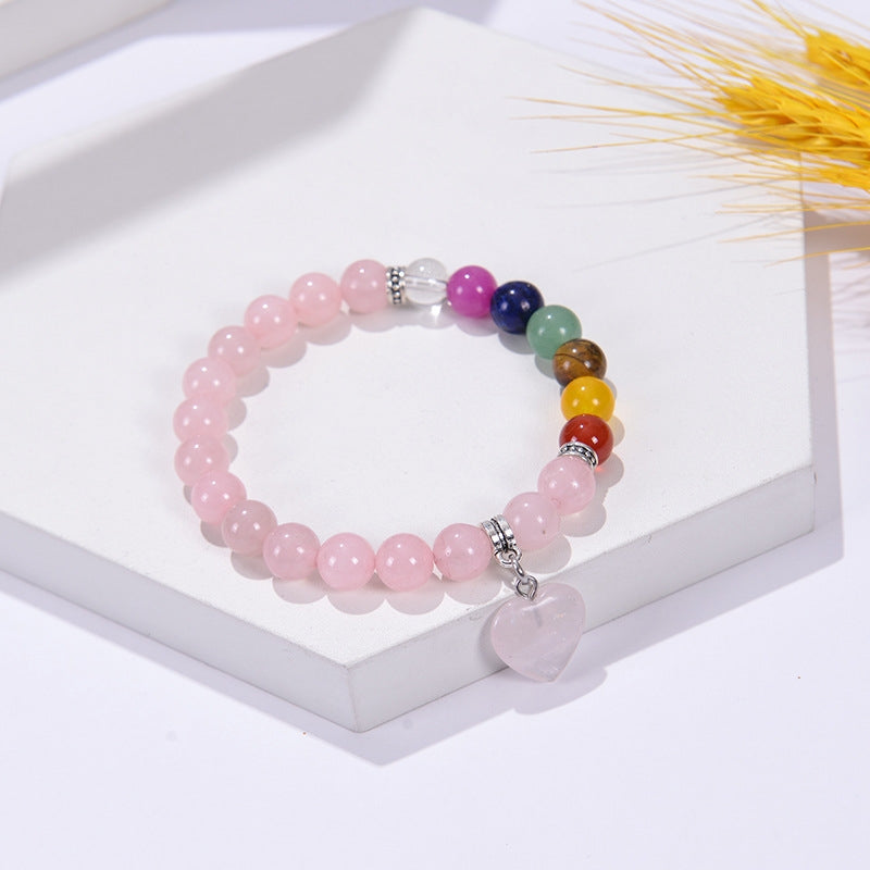 Elegant Heart Shape Natural Stone Beaded Bracelet for Women