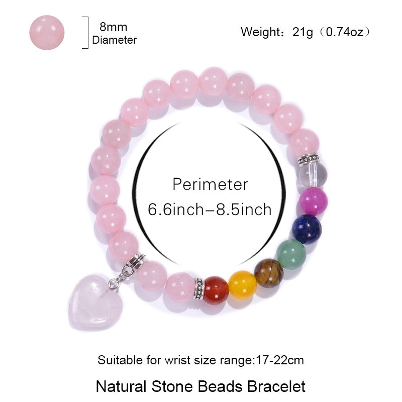 Elegant Heart Shape Natural Stone Beaded Bracelet for Women