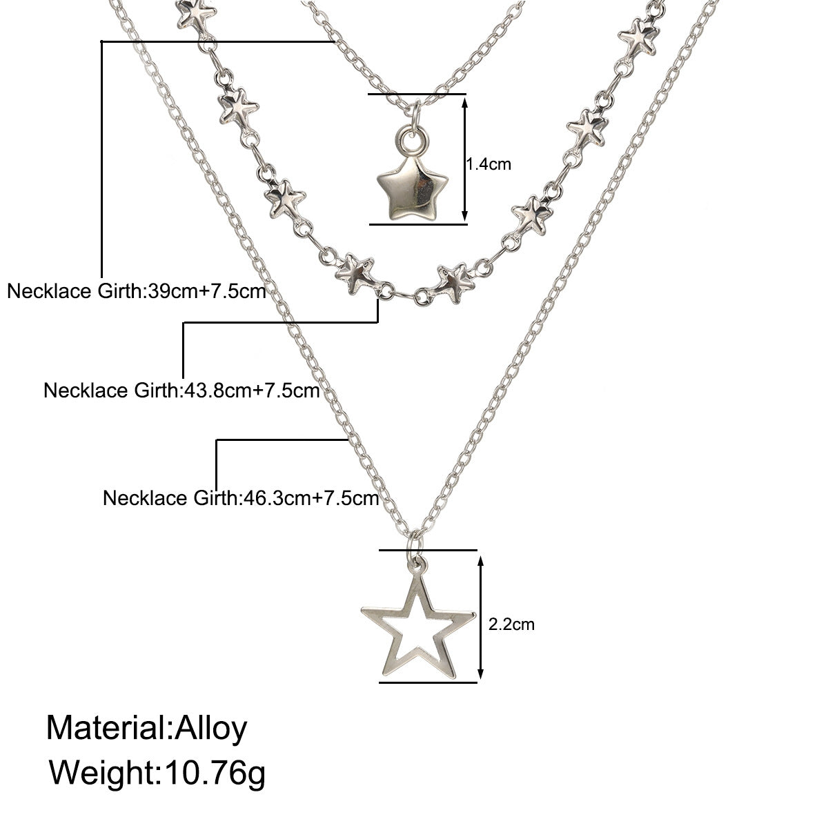 Elegant Streetwear Star Alloy Plating Women's Layered Necklaces