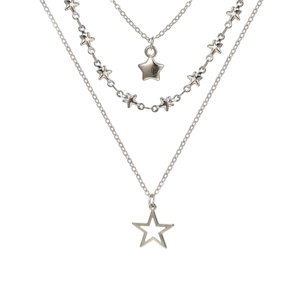 Elegant Star Alloy Layered Pendant Necklace for Women