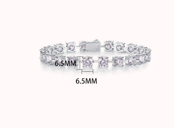 Elegant Geometric Sterling Silver Moissanite Bracelet