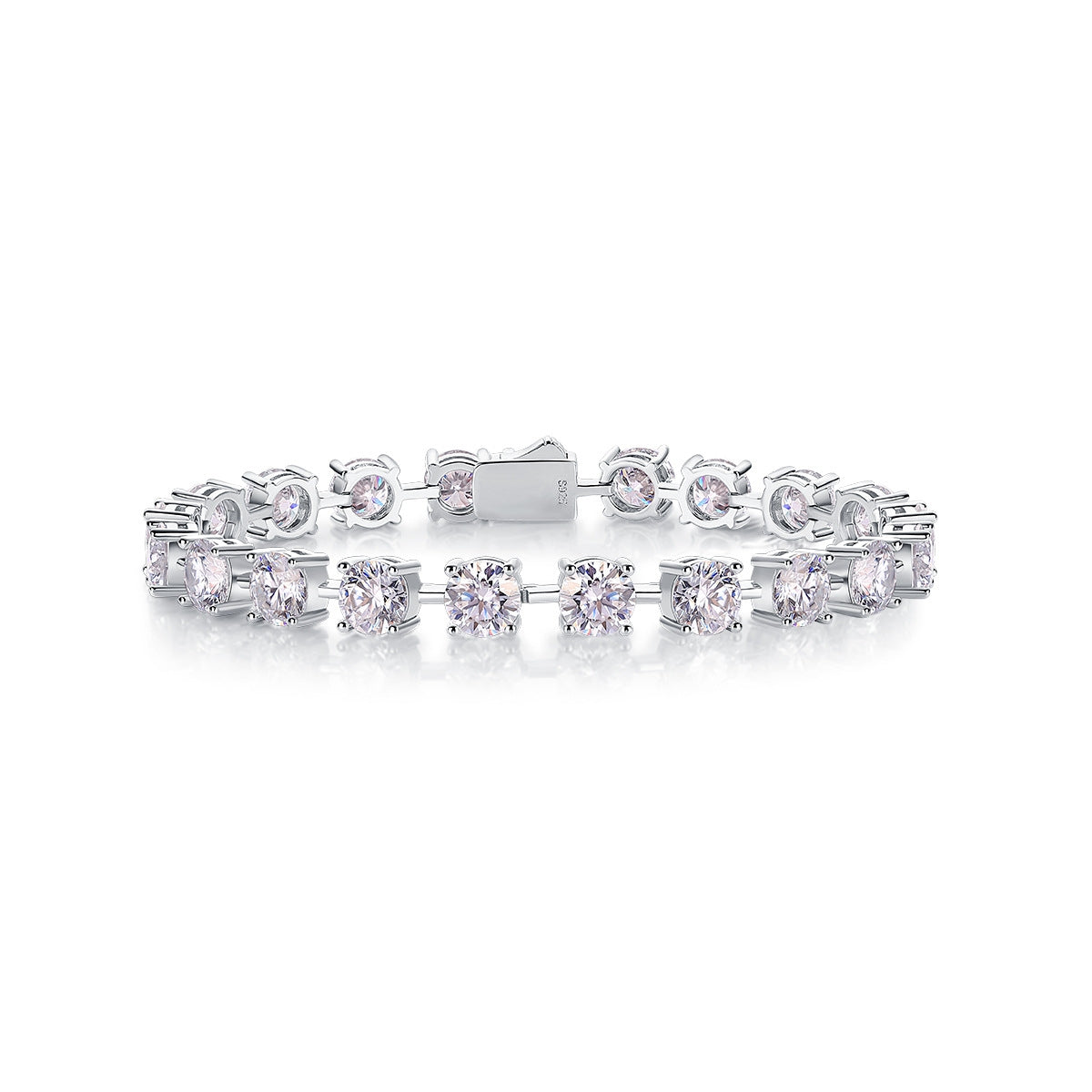 Elegant Geometric Sterling Silver Moissanite Bracelet