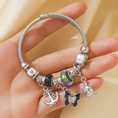 Elegant Tortoise and Butterfly Alloy Bracelet - 2024 European American Style Fashion Jewelry for Women