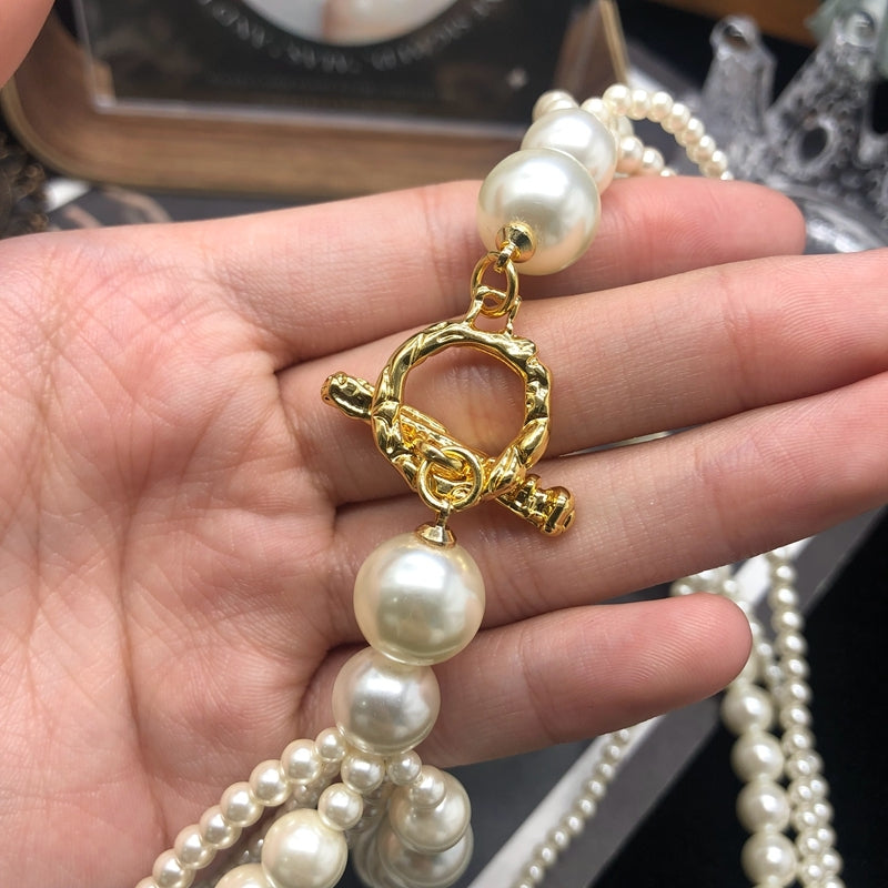 Elegant Vintage Irregular Imitation Pearl Layered Necklace