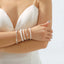 Elegant Vintage Geometric Pearl and Rhinestone Bracelet Set for Women