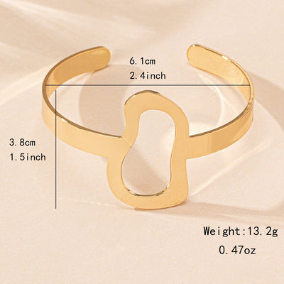 Elegant Vintage Irregular Iron Bangle - 2024 European and American Hollow Opening Bracelet, Fashionable and High-End Jewelry for Daily Wear