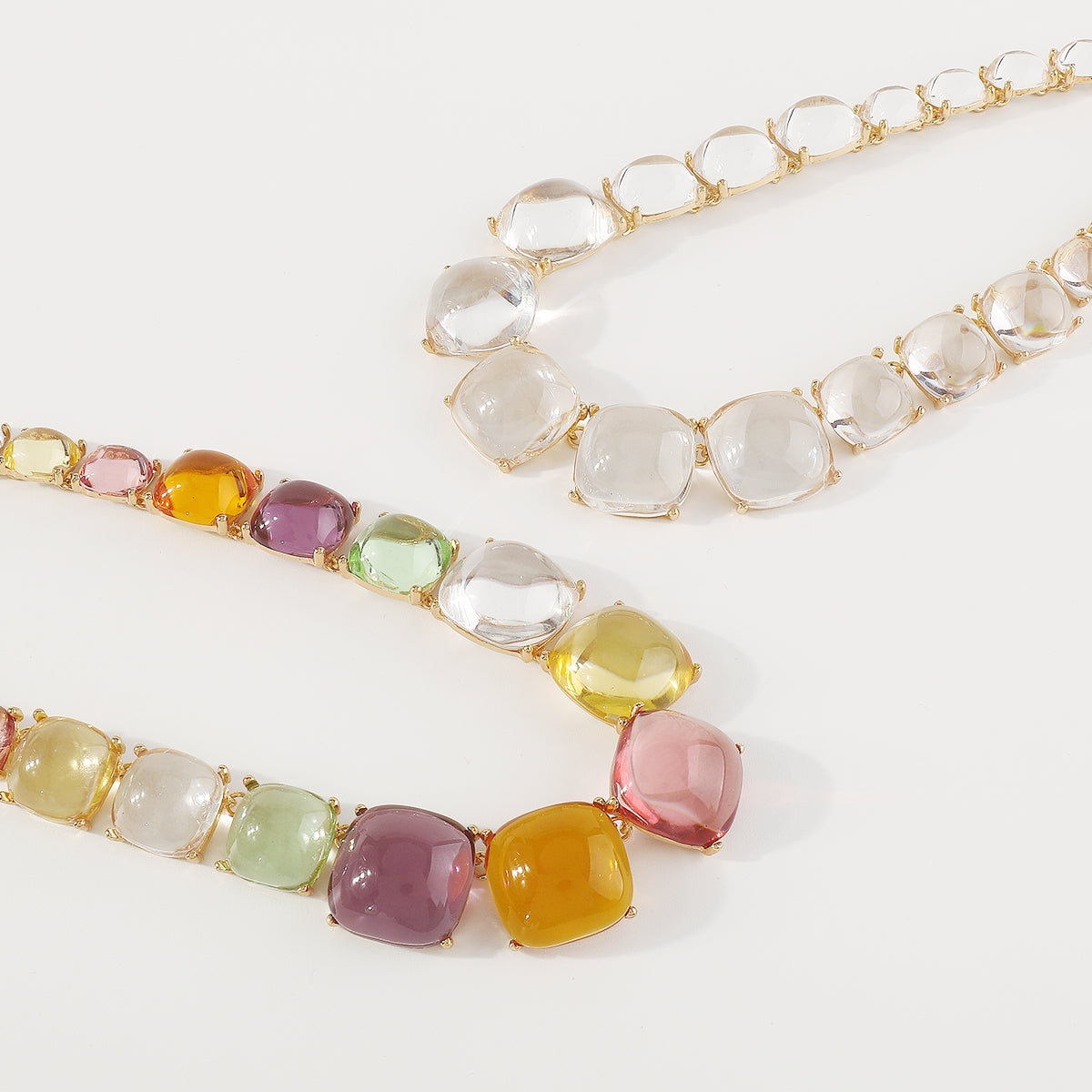 Elegant Vintage Square Rhinestone Necklace and Bohemian Geometric Jewelry Set