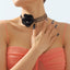 Elegant Vintage Rose Fabric Choker Necklace for Women