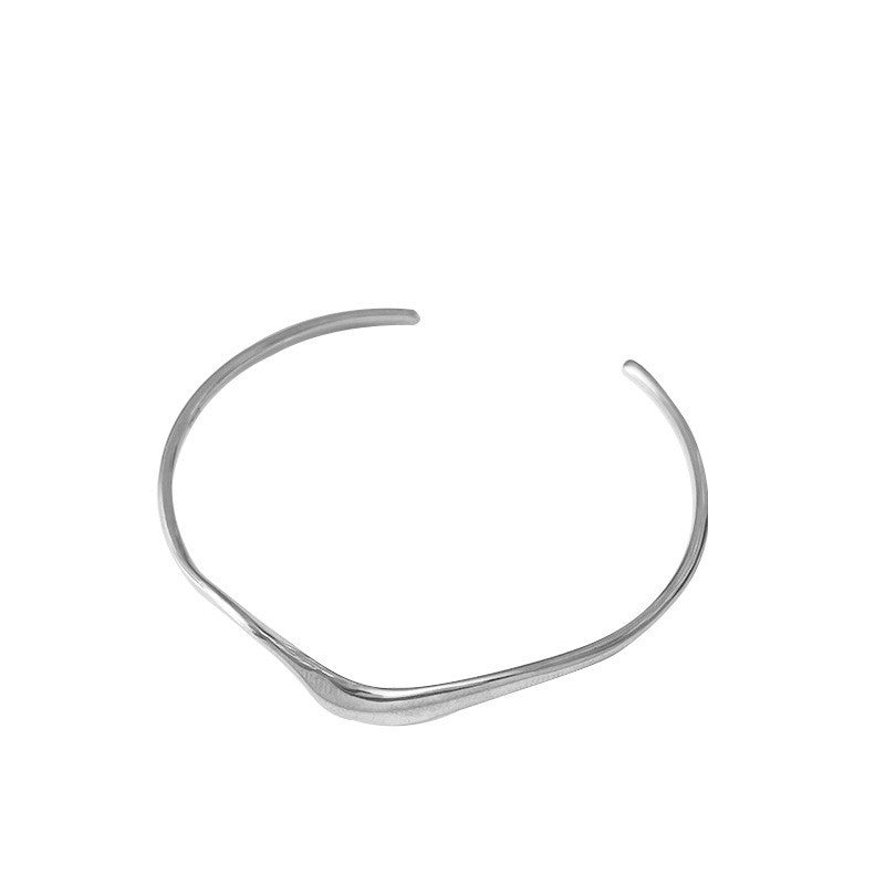 Elegant Irregular Wavy S925 Sterling Silver Cuff Bracelet for Women