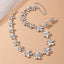 Elegant Bridal Flower Zirconia Rhinestone Necklace and Earring Set