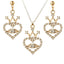 Elegant Heart Crown Rhinestone Necklace and Earrings Set for Women