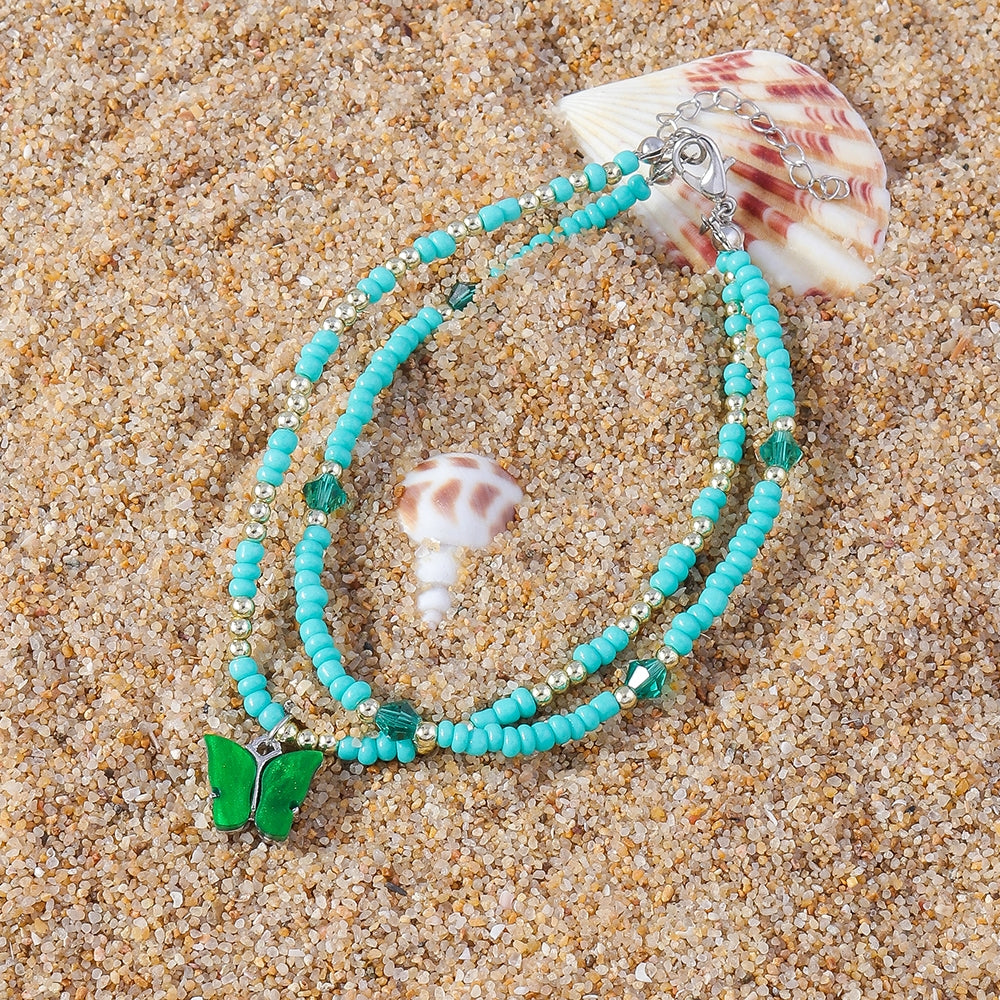 Ethnic Butterfly Beaded Women's Anklet Fashion Beach Jewelry