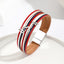 Ethnic American Flag Leather Braided Women's Bracelet