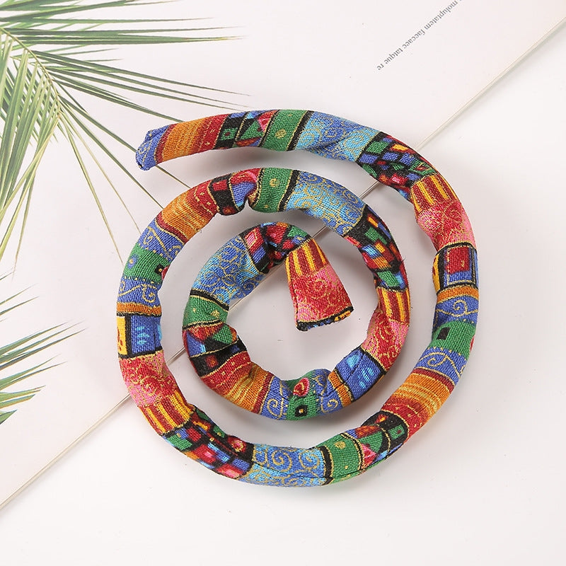 Ethnic Style Color Block Hair Tie Set with Spiral Lock Design