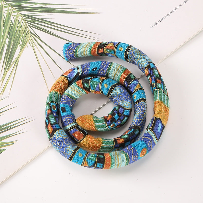 Ethnic Style Color Block Hair Tie Set with Spiral Lock Design