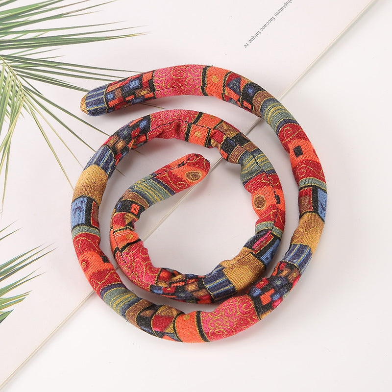 Ethnic Style Color Block Hair Tie Set with Spiral Lock Design