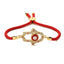 Ethnic Devil's Eye Heart & Hand Adjustable Bracelet in Gold and Red Cord