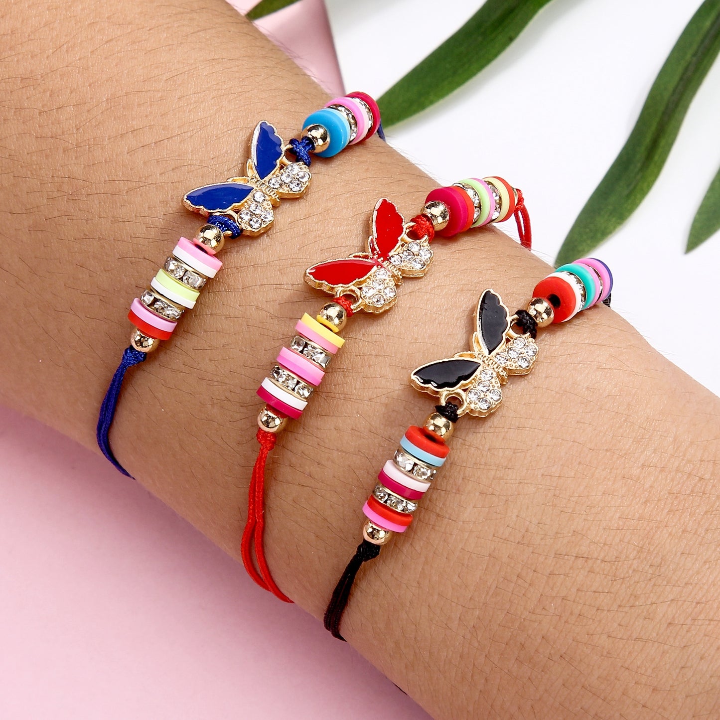 Ethnic Bohemian Evil Eye Butterfly Crystal Women's Friendship Bracelets Set - 12 Pieces