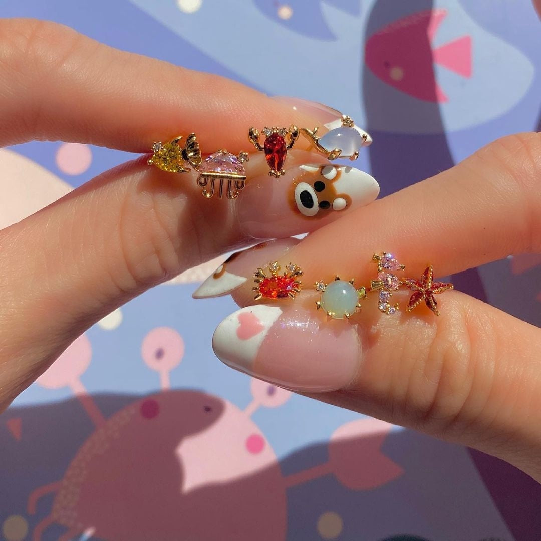 Ethnic Ocean Marine Life Earrings Studs