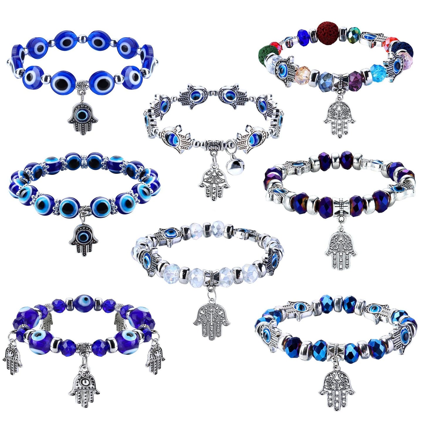 Ethnic Style Evil Eye Beaded Bracelet with Palm Pendant