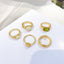 Ethnic Geometric Alloy Plated Resin Gemstone Women's Ring Set - 5 Pieces