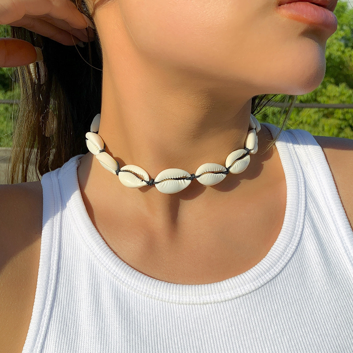 Ethnic Geometric Alloy Shell Handmade Choker Necklace