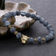 Ethnic Geometric Agate Beaded Bracelet with Alloy Leopard Head