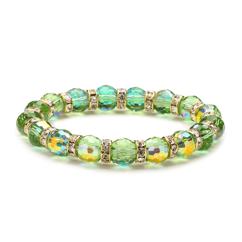 Ethnic Geometric Crystal Beaded Unisex Bracelet 10mm Glass Bead Design