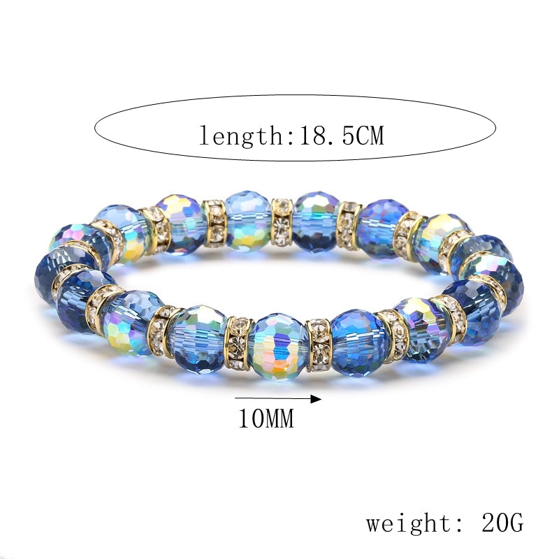 Ethnic Geometric Crystal Beaded Unisex Bracelet 10mm Glass Bead Design