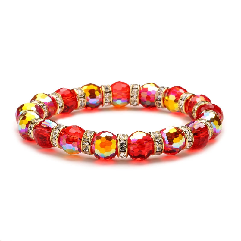 Ethnic Geometric Crystal Beaded Unisex Bracelet 10mm Glass Bead Design