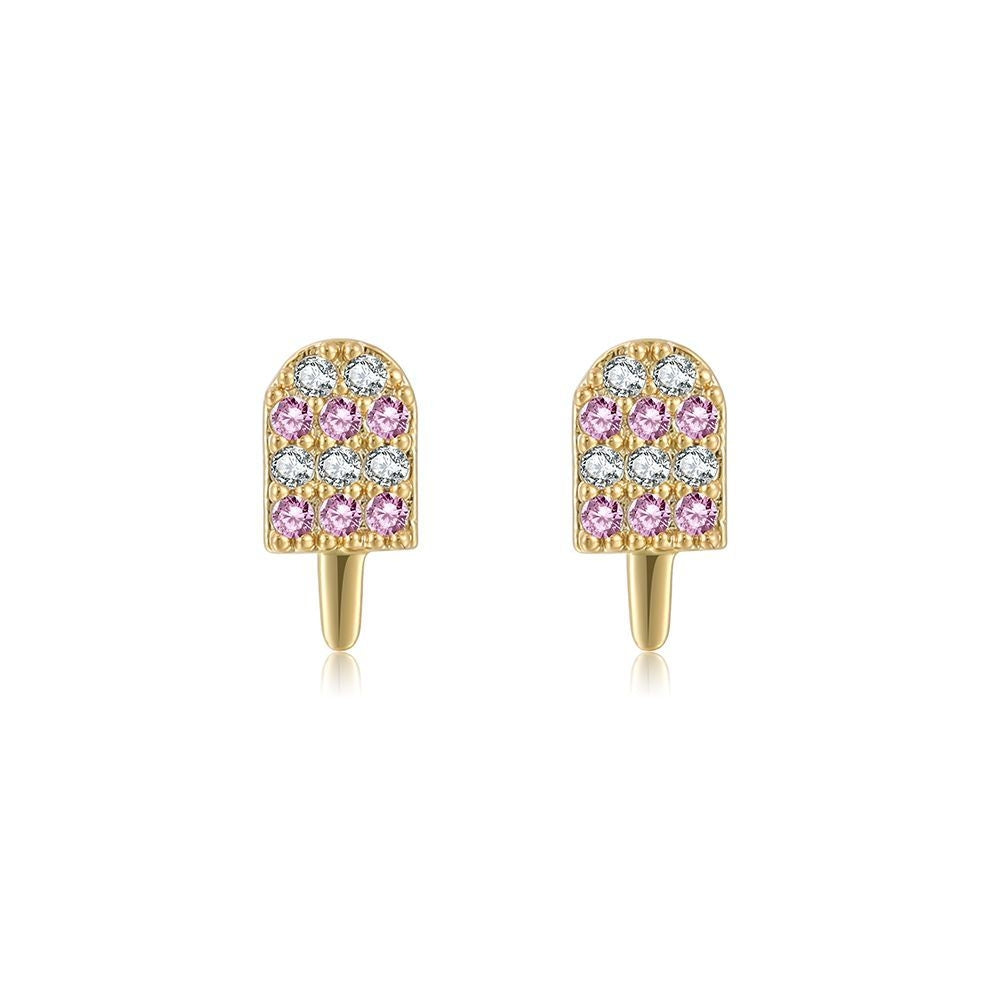 Ethnic Geometric Gemstone Lollipop Ice Cream 18k Gold Plated Earrings