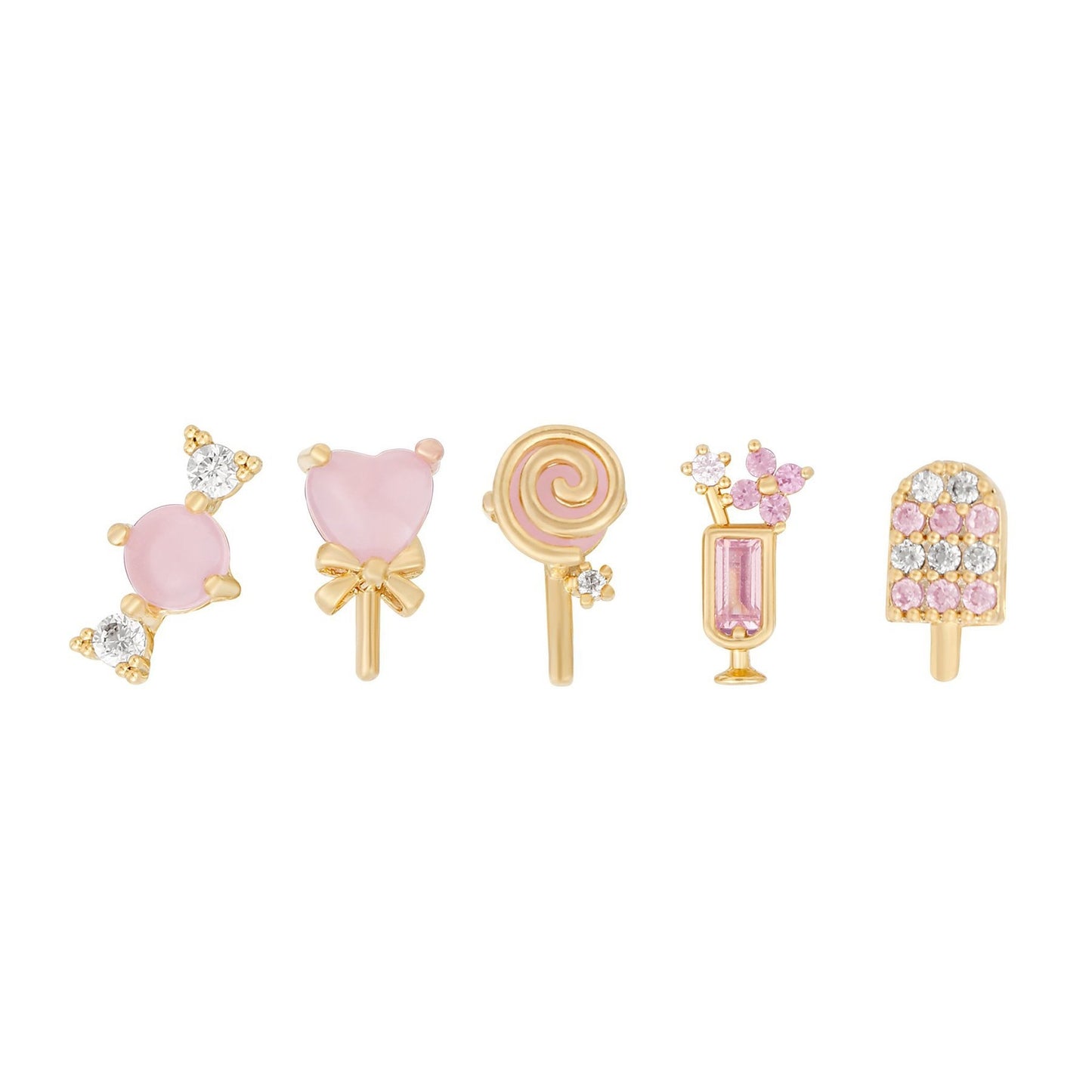 Ethnic Geometric Gemstone Lollipop Ice Cream 18k Gold Plated Earrings