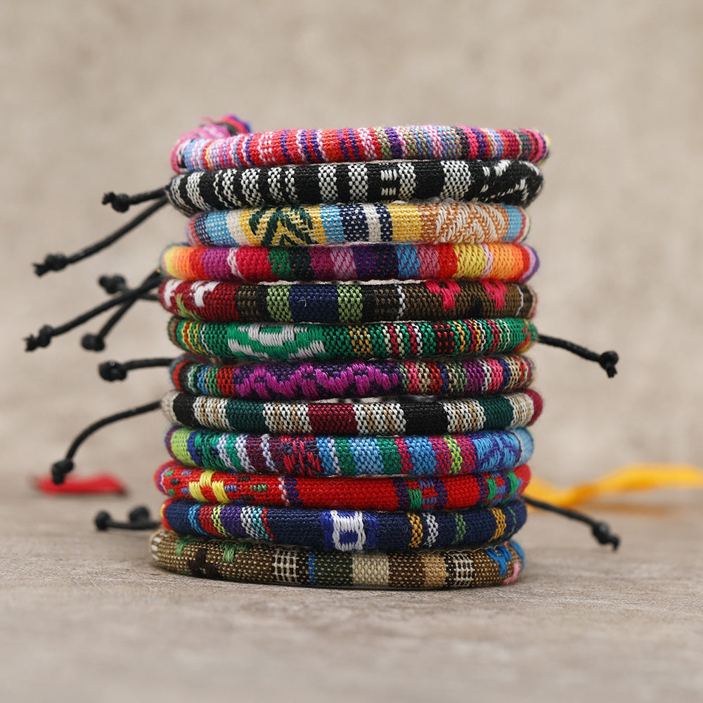 Ethnic Geometric Bohemian Cotton Linen Woven Friendship Bracelet