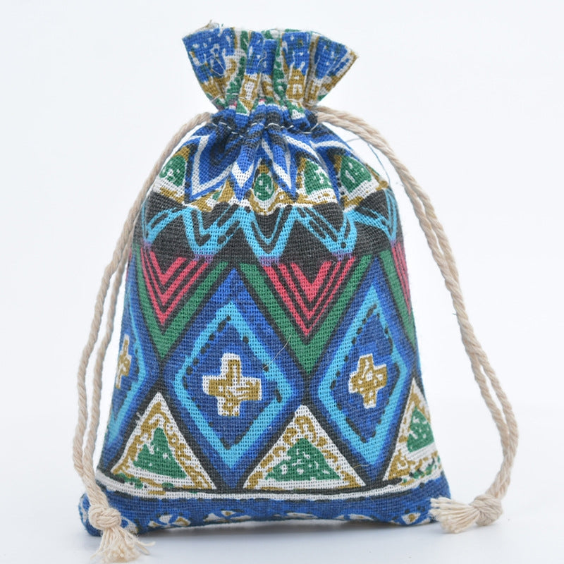 Ethnic Geometric Print Cotton Drawstring Gift Bags for Festivals