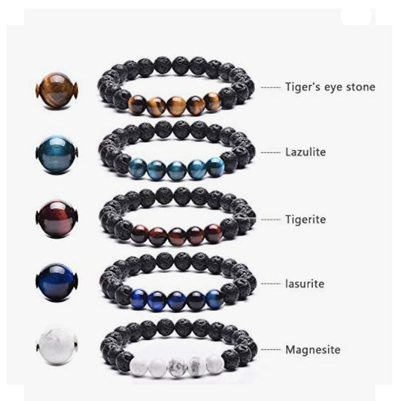 Ethnic Geometric Natural Stone 8mm Gemstone Beaded Bracelet Set