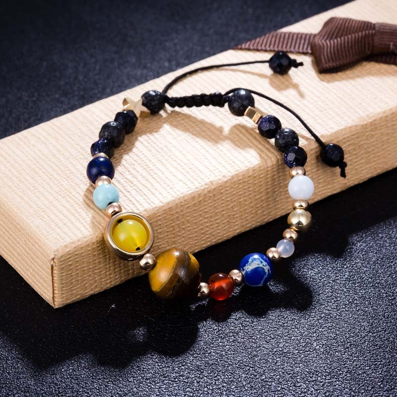 Ethnic Geometric Natural Stone Solar System Beaded Bracelet