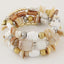 Bohemian Resin Beaded Layered Bangle Set with Agate and Shell Accents