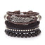 Ethnic Leaf PU Leather Alloy Braided Unisex Bracelet Set with Glass Bead DIY Kit
