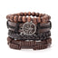 Ethnic Leaf PU Leather Alloy Braided Unisex Bracelet Set with Glass Bead DIY Kit